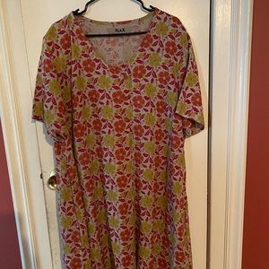 FLAX Shift Dress Beige Floral - 1G (18-20)